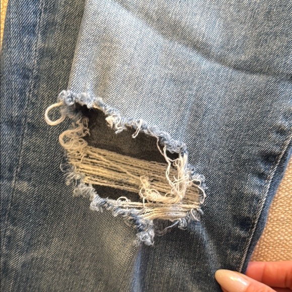 AG Blue Denim Jeans Distressed Mari Crop Slim Straight size 30 - Picture 7 of 11